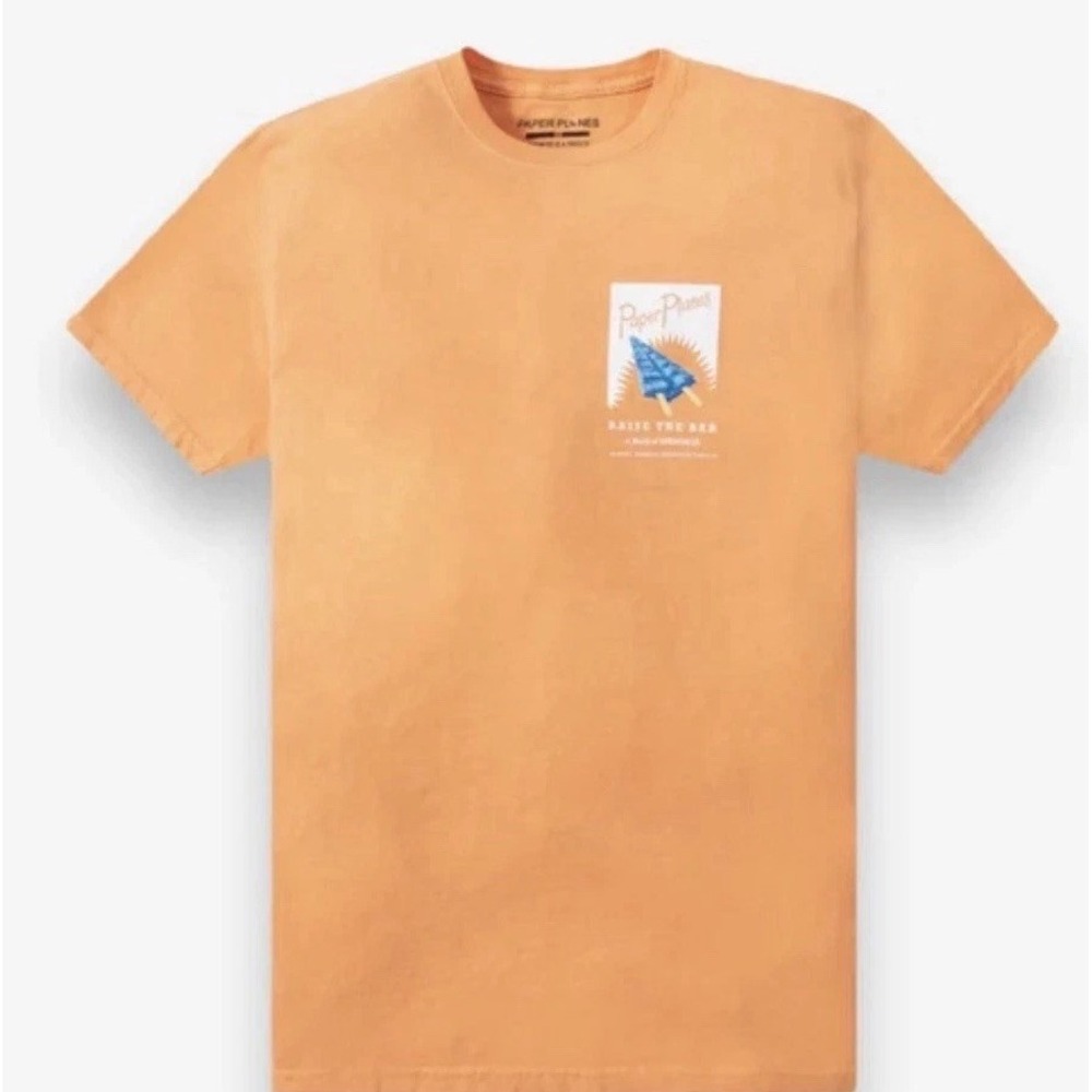 Paper Planes Blue Raspberry Plane Pops Tee Tangerine Graphic T-Shirt Mens M NWT